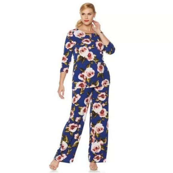 IMAN Global Chic Blue and Pink Floral Tunic Top - Picture 12 of 12